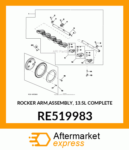 ROCKER ARM,ASSEMBLY, 13.5L COMPLETE RE519983