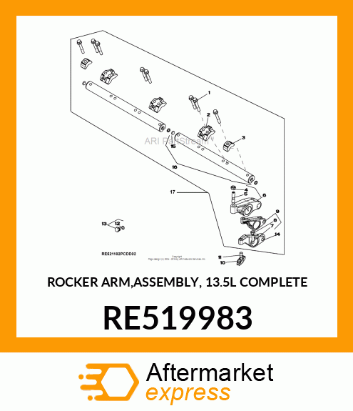 ROCKER ARM,ASSEMBLY, 13.5L COMPLETE RE519983