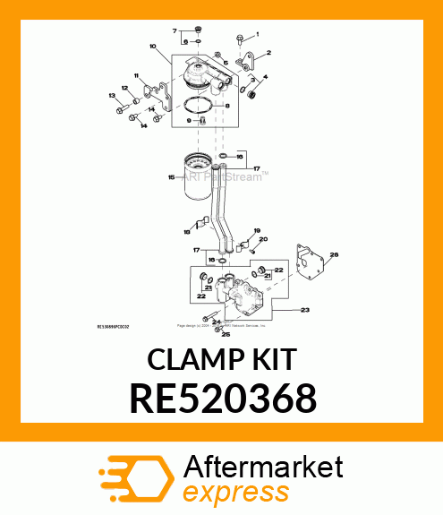 CLAMPS, OIL TUBE, ASSY W/ SCREW RE520368