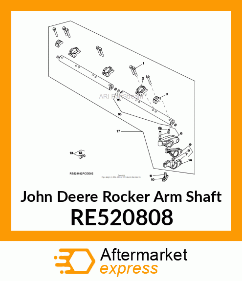 ROCKER ARM SHAFT, ASSEMBLY, ROCKER RE520808