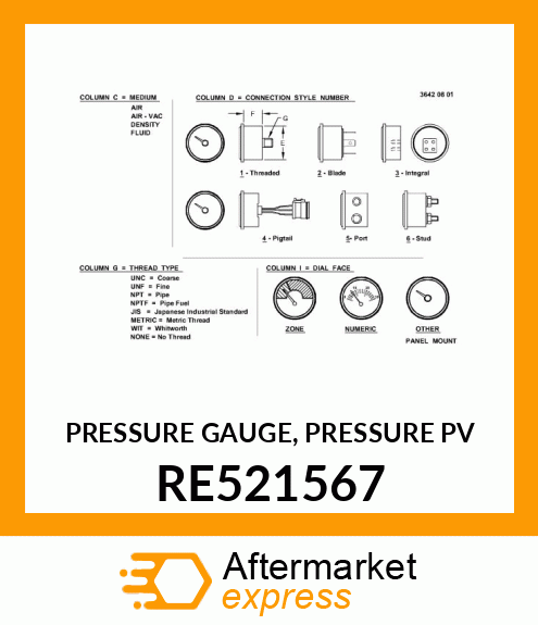 PRESSURE GAUGE, PRESSURE PV RE521567