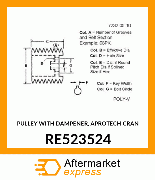 PULLEY WITH DAMPENER, APROTECH CRAN RE523524