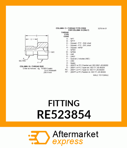 ADAPTER, FUEL SENSOR RE523854