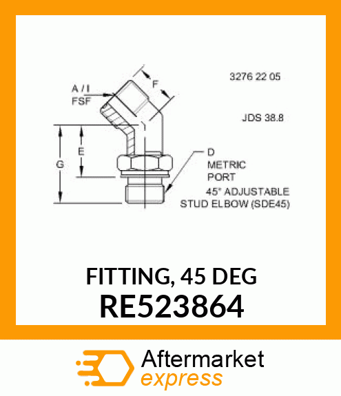 FITTING, 45 DEG RE523864