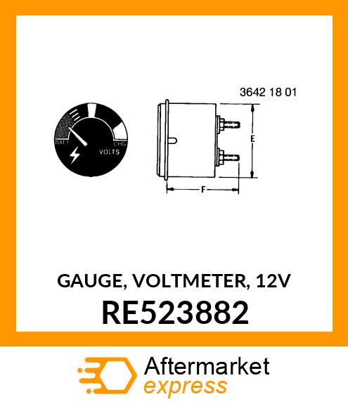 GAUGE, VOLTMETER, 12V RE523882