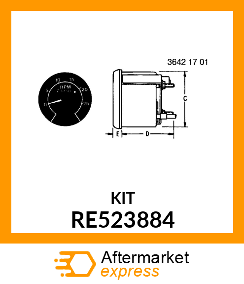 TACHOMETER, 12V RE523884