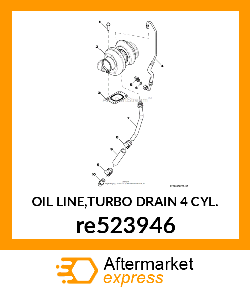 OIL LINE,TURBO DRAIN 4 CYL. re523946