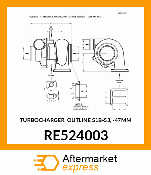 TURBOCHARGER, OUTLINE S1B RE524003