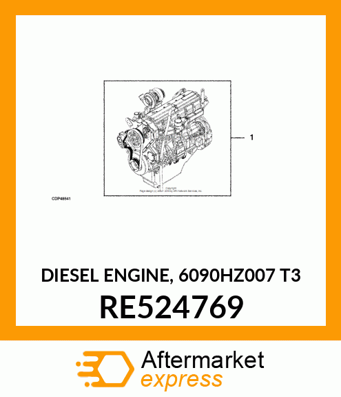 DIESEL ENGINE, 6090HZ007 T3 RE524769