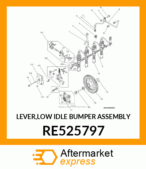 LEVER,LOW IDLE BUMPER ASSEMBLY RE525797