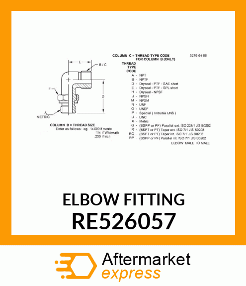 ELBOW FITTING RE526057