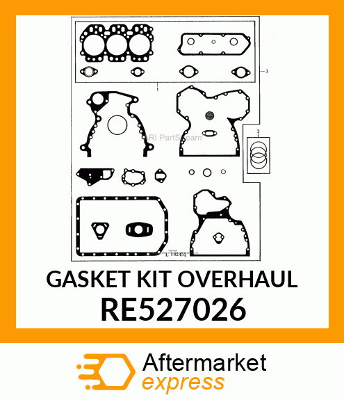 GASKET KIT, FOR ENGINE REBUILD RE527026