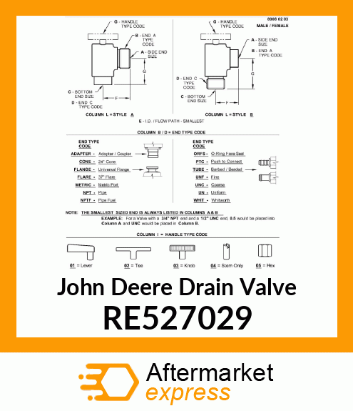 DRAIN VALVE, DRAIN (3/4 NPT) RE527029