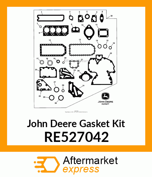 GASKET KIT, GASKET MAJOR OVERHAUL RE527042