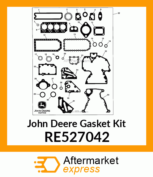 GASKET KIT, GASKET MAJOR OVERHAUL RE527042