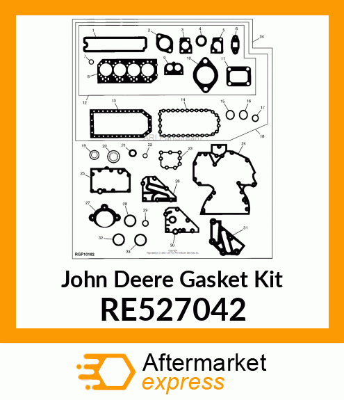 GASKET KIT, GASKET MAJOR OVERHAUL RE527042