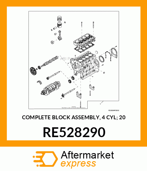 COMPLETE BLOCK ASSEMBLY, 4 CYL; 20 RE528290