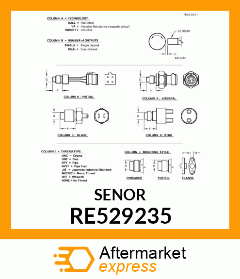 SENSOR, VG TURBO SPEED RE529235