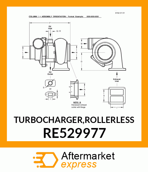 TURBOCHARGER, ROLLERLESS RE529977