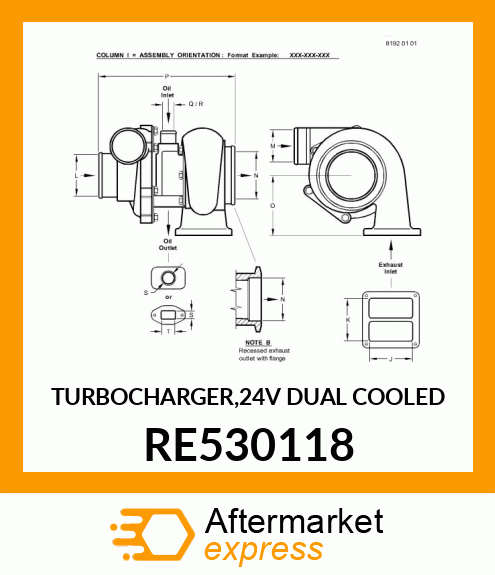 TURBOCHARGER,24V RE530118