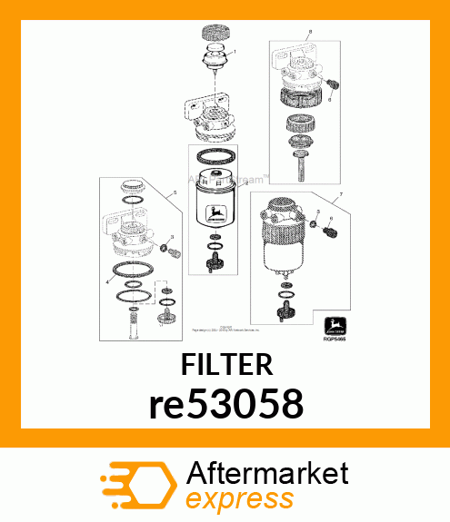 FUEL FILTER, W/DRAIN VALVE re53058