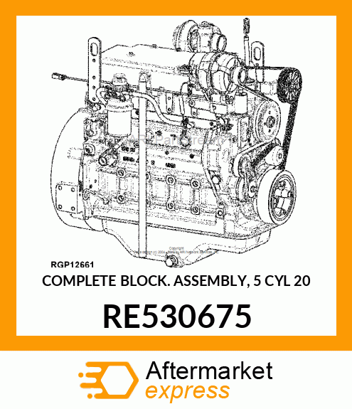 COMPLETE BLOCK ASSEMBLY, 5 CYL; 20 RE530675