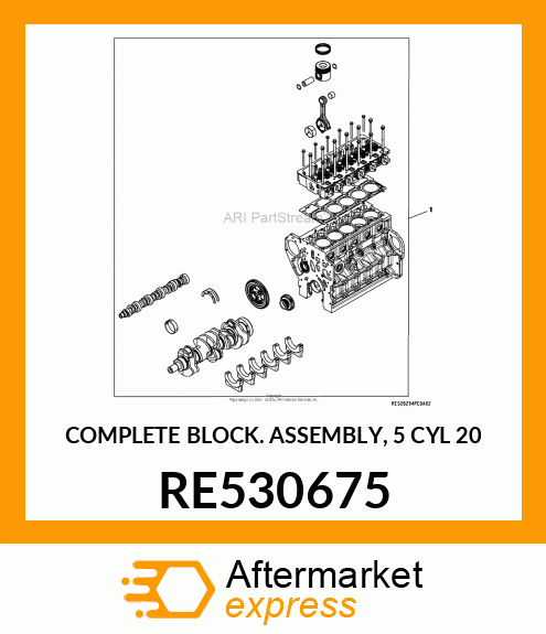 COMPLETE BLOCK ASSEMBLY, 5 CYL; 20 RE530675