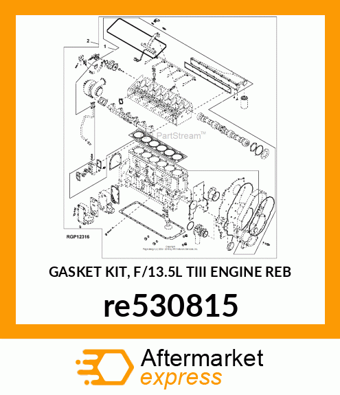 GASKET KIT, F/13.5L TIII ENGINE REB re530815