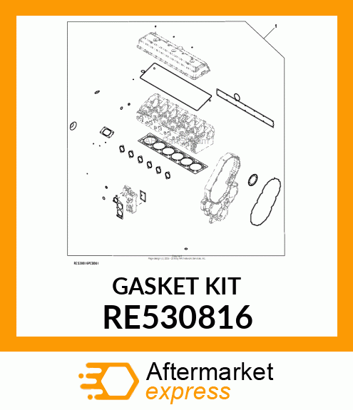GASKET KIT, CYLINDER HEAD REMOVAL, RE530816