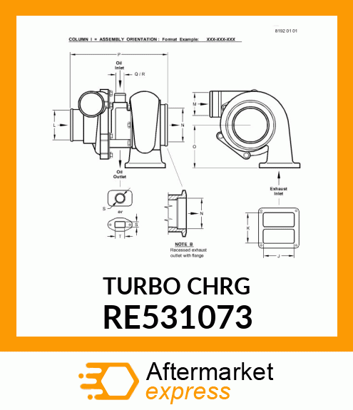 TURBOCHARGER,CZ 6668WBS3 / 10.21 RE531073