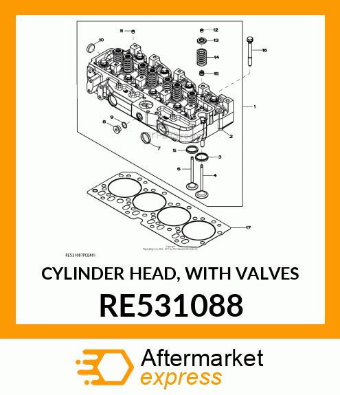 CYLINDER HEAD, WITH VALVES RE531088