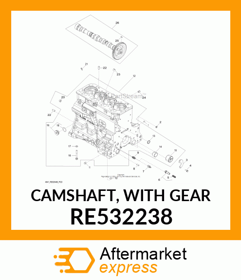 CAMSHAFT, WITH GEAR RE532238