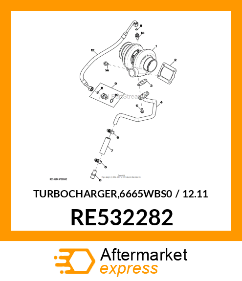 TURBOCHARGER,6665WBS0 / 12.11 RE532282