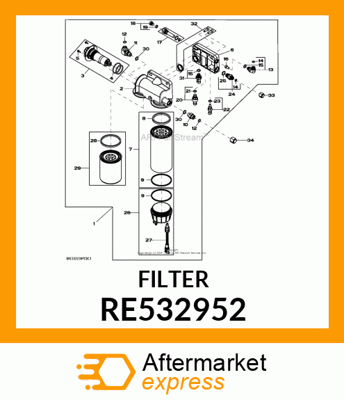 FILTER ELEMENT, FUEL FILTER RE532952