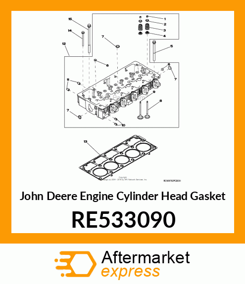 ENGINE CYLINDER HEAD GASKET,5 CYLIN RE533090