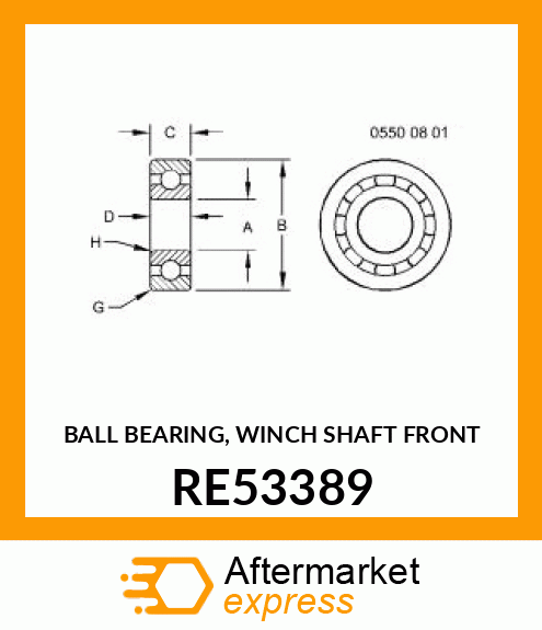 BALL BEARING, WINCH SHAFT FRONT RE53389