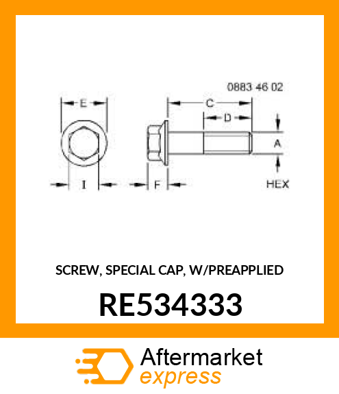 SCREW, SPECIAL CAP, W/PREAPPLIED RE534333