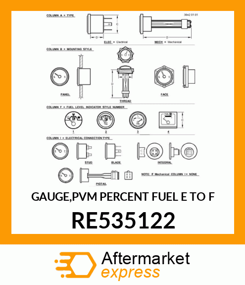 GAUGE,PVM PERCENT FUEL E TO F RE535122