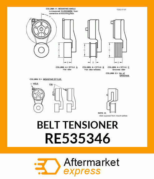 BELT TENSIONER, AUTOMATIC GROOVED P RE535346