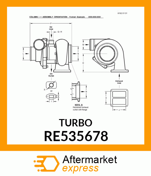 TURBOCHARGER, ROLLERLESS RE535678