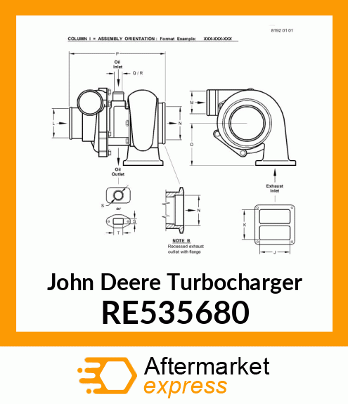 TURBOCHARGER, ROLLERLESS RE535680