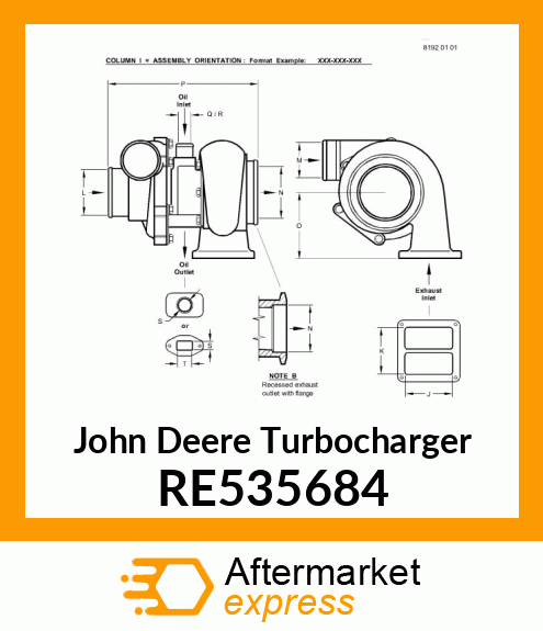 TURBOCHARGER, ROLLERLESS RE535684