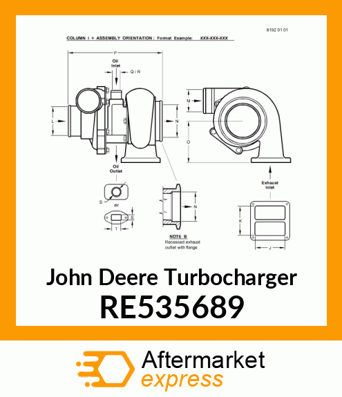 TURBOCHARGER,ROLLERLESS RE535689