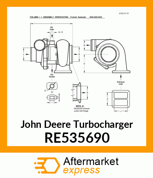 TURBOCHARGER,ROLLERLESS RE535690