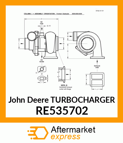 TURBOCHARGER,ROLLERLESS RE535702