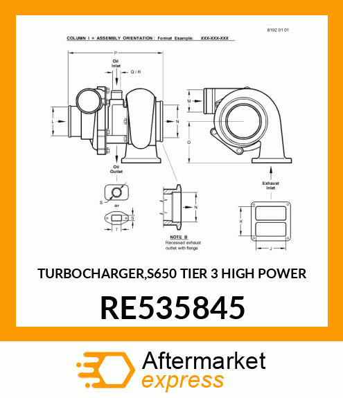 TURBOCHARGER,S650 TIER 3 HIGH POWER RE535845