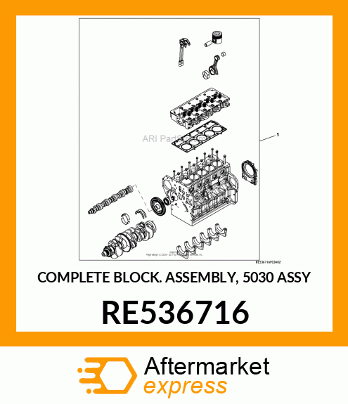 COMPLETE BLOCK ASSEMBLY, 5030 ASSY; RE536716