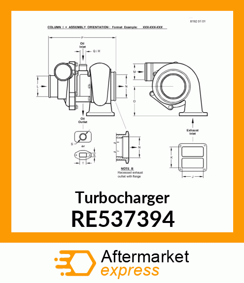 TURBOCHARGER,6665WBS0 / 12.11 RE537394