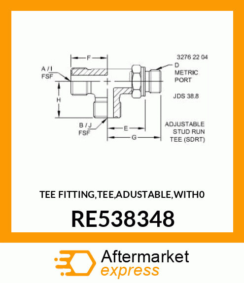 TEE FITTING,TEE,ADUSTABLE,WITH0 RE538348