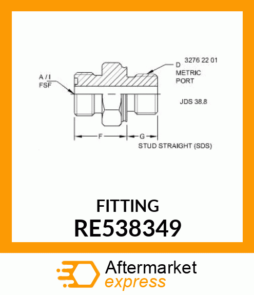 FITTING,ORFS, STRAIGHT, RE538349